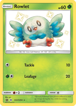 Rowlet SV2/SV94 Hidden Fates Shiny Vault