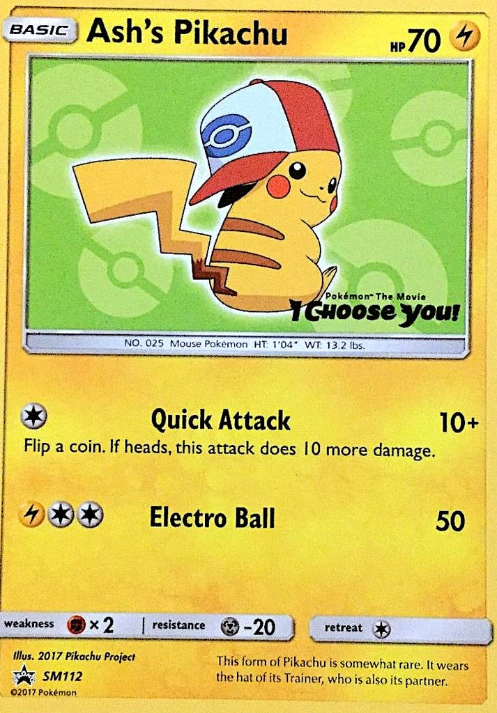 Ash's Pikachu SM112 SM Black Star Promos