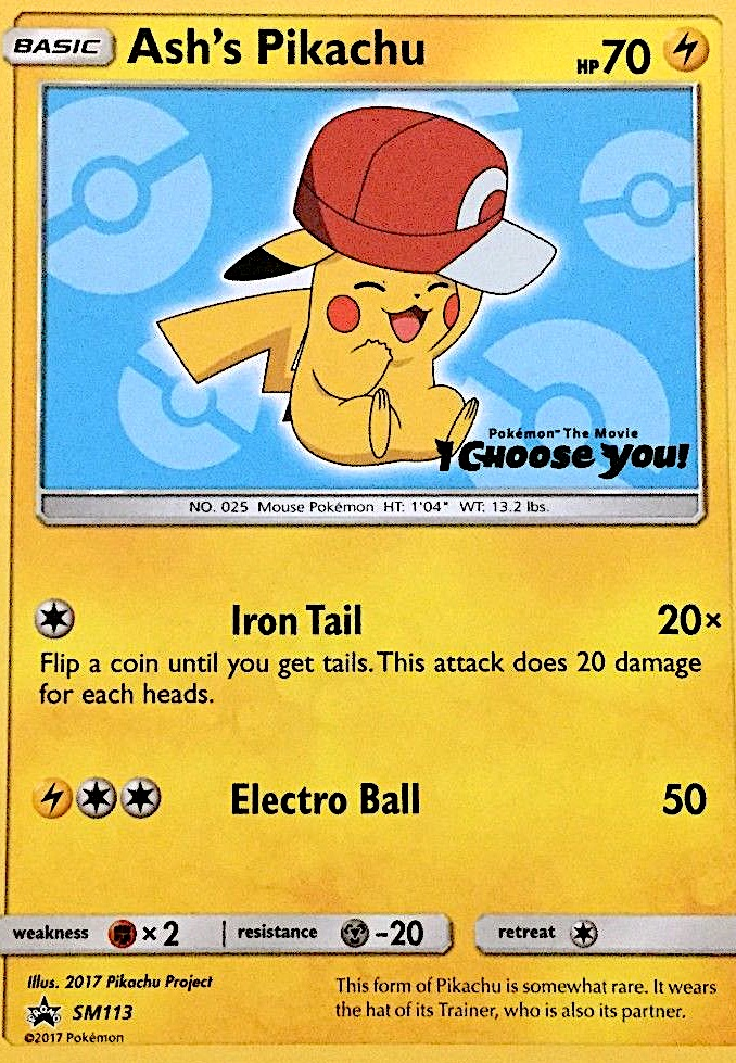 Ash's Pikachu SM113 SM Black Star Promos