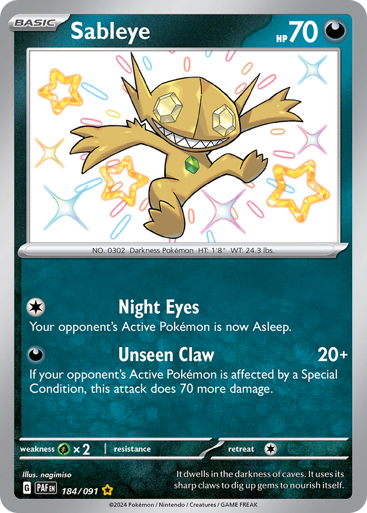 Sableye 184/091 Paldean Fates
