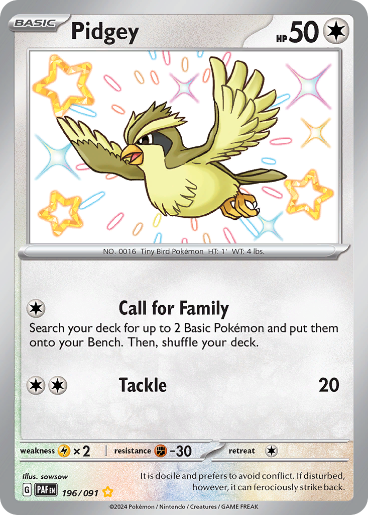 Pidgey 196/091 Paldean Fates