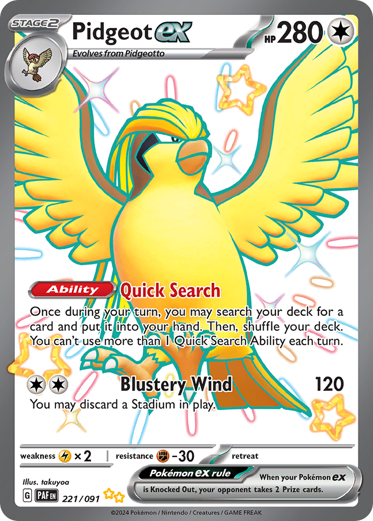 Pidgeot ex 221/091 Paldean Fates