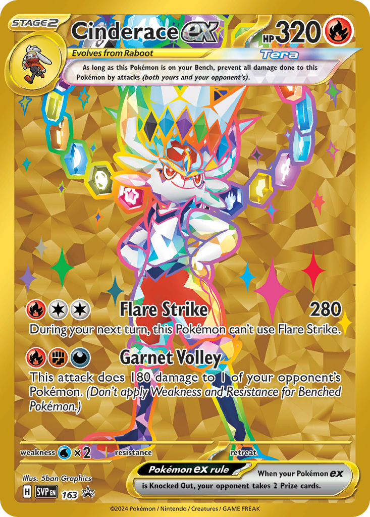 Cinderace ex 163 Scarlet & Violet Black Star Promos