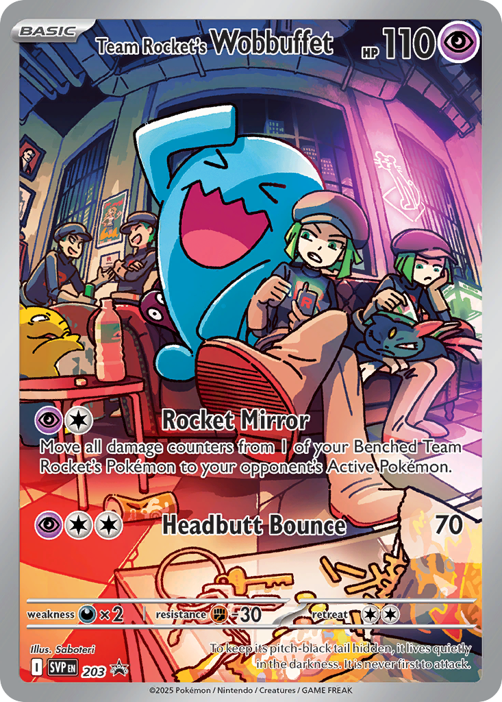 Team Rocket's Wobbuffet 203 Scarlet & Violet Black Star Promos