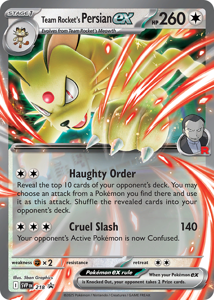 Team Rocket's Persian ex 218 Scarlet & Violet Black Star Promos
