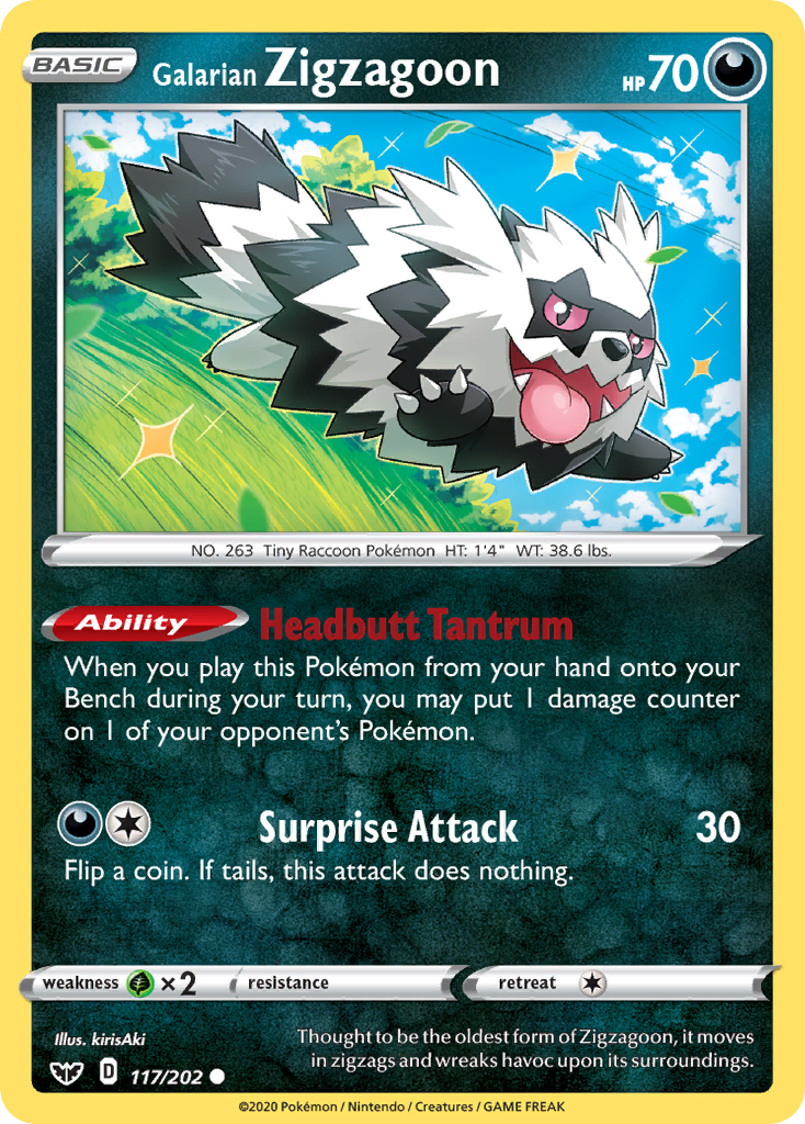 Galarian Zigzagoon 117/202 Sword & Shield