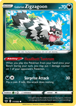 Galarian Zigzagoon 117/202 Sword & Shield
