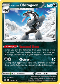 Galarian Obstagoon 119/202 Sword & Shield