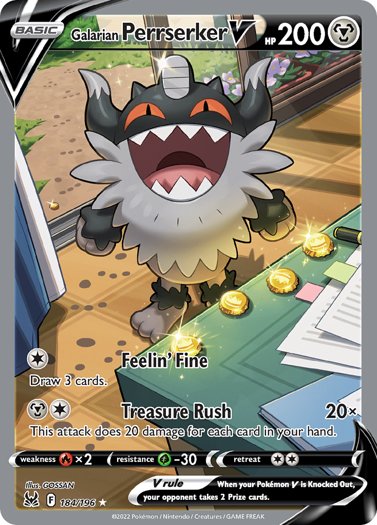 Galarian Perrserker V 184/196 Lost Origin
