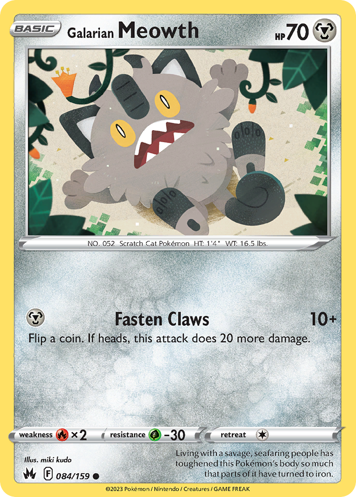 Galarian Meowth 084/159 Crown Zenith