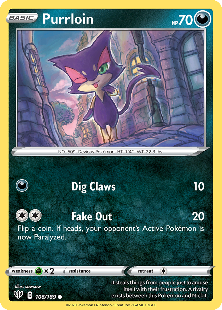 Purrloin 106/189 Darkness Ablaze
