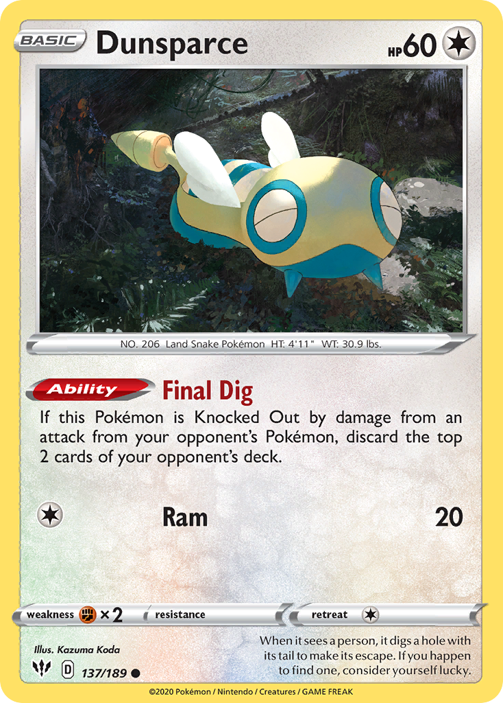 Dunsparce 137/189 Darkness Ablaze