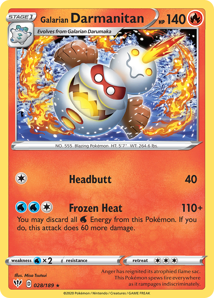 Galarian Darmanitan 028/189 Darkness Ablaze