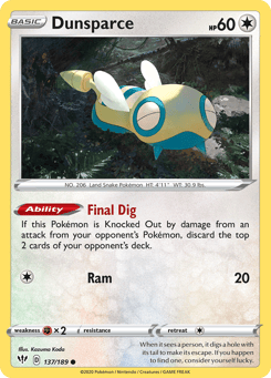 Dunsparce 137/189 Darkness Ablaze