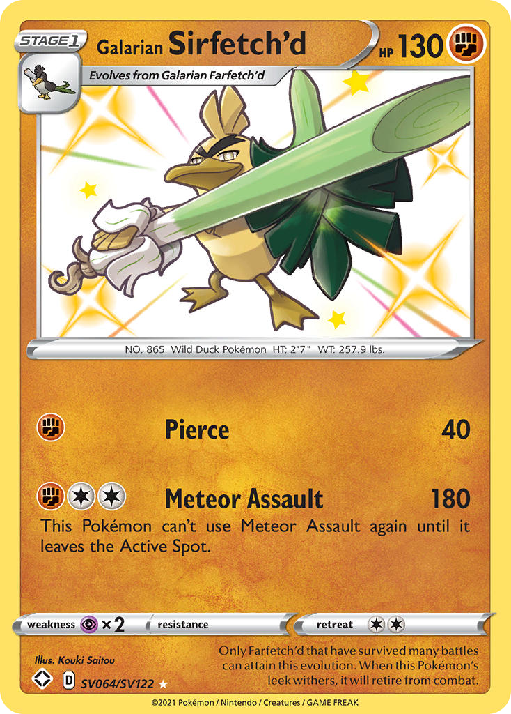 Galarian Sirfetch'd SV064/SV122 Shining Fates Shiny Vault