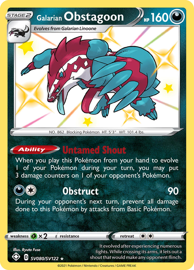Galarian Obstagoon SV080/SV122 Shining Fates Shiny Vault