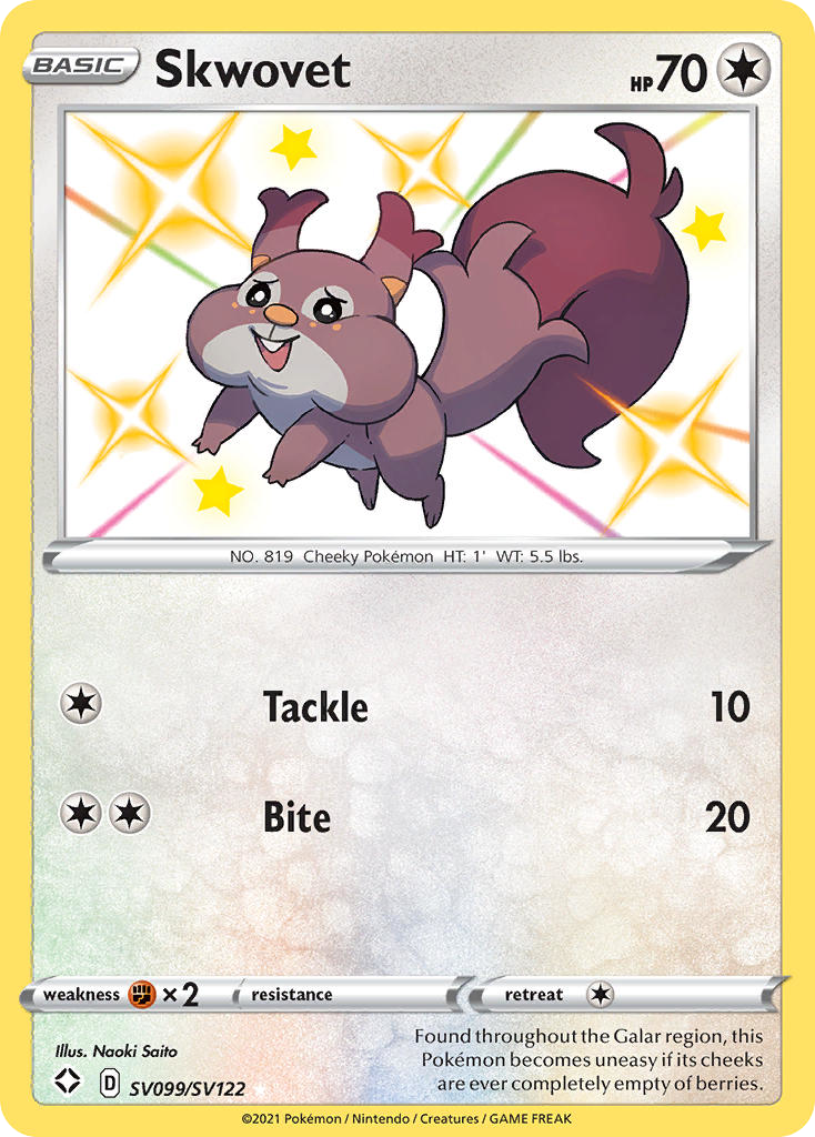 Skwovet SV099/SV122 Shining Fates Shiny Vault