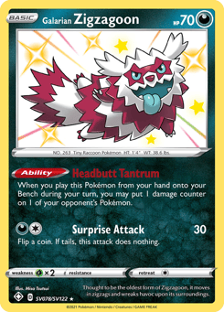 Galarian Zigzagoon SV078/SV122 Shining Fates Shiny Vault