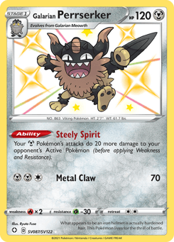 Galarian Perrserker SV087/SV122 Shining Fates Shiny Vault
