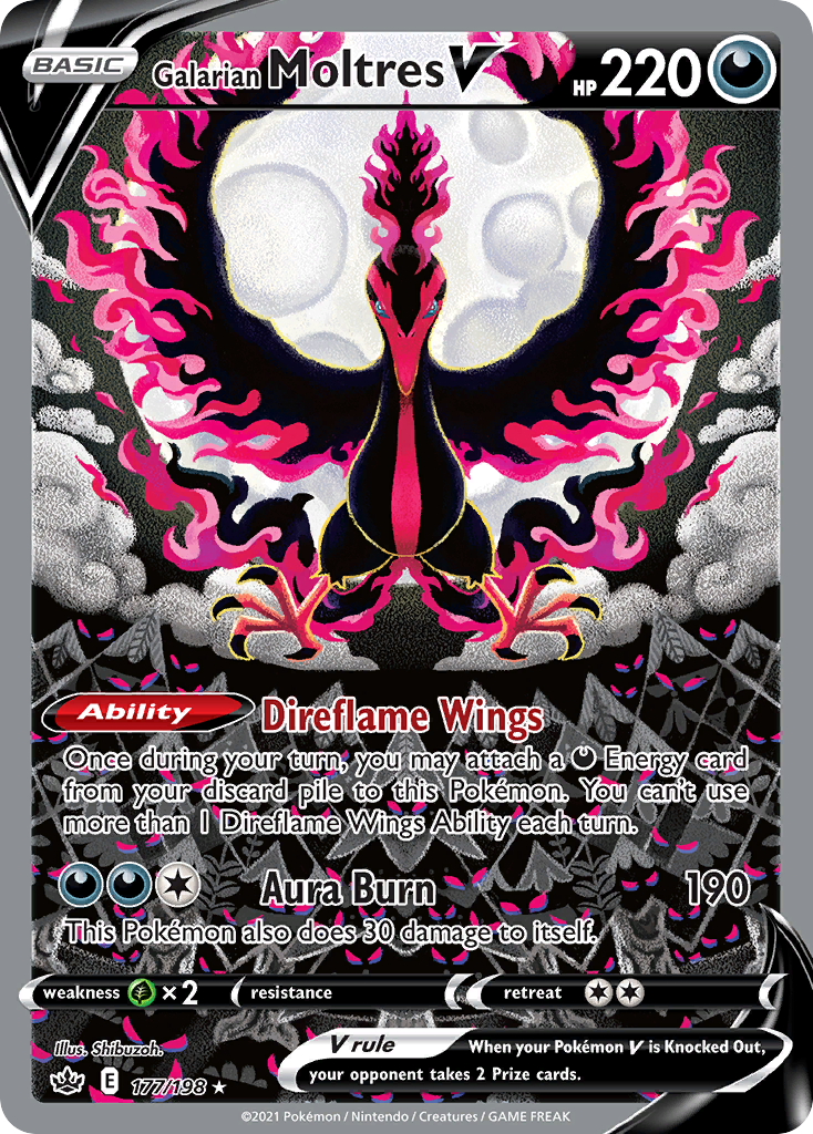 Galarian Moltres V 177/198 Chilling Reign