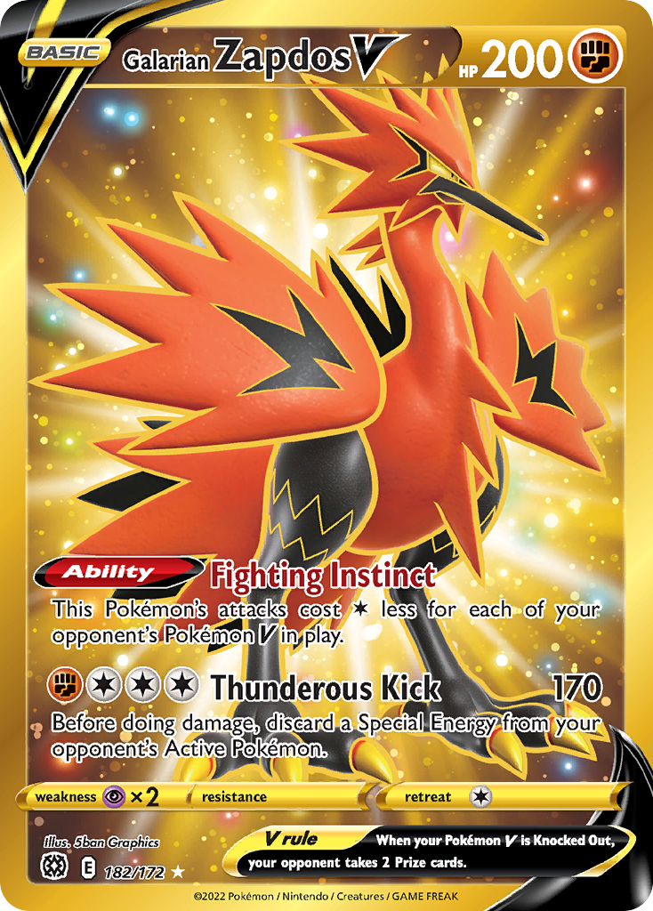 Galarian Zapdos V 182/172 Brilliant Stars