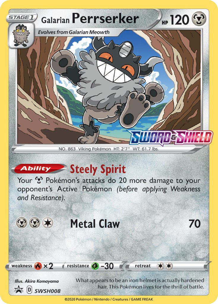 Galarian Perrserker SWSH008 SWSH Black Star Promos
