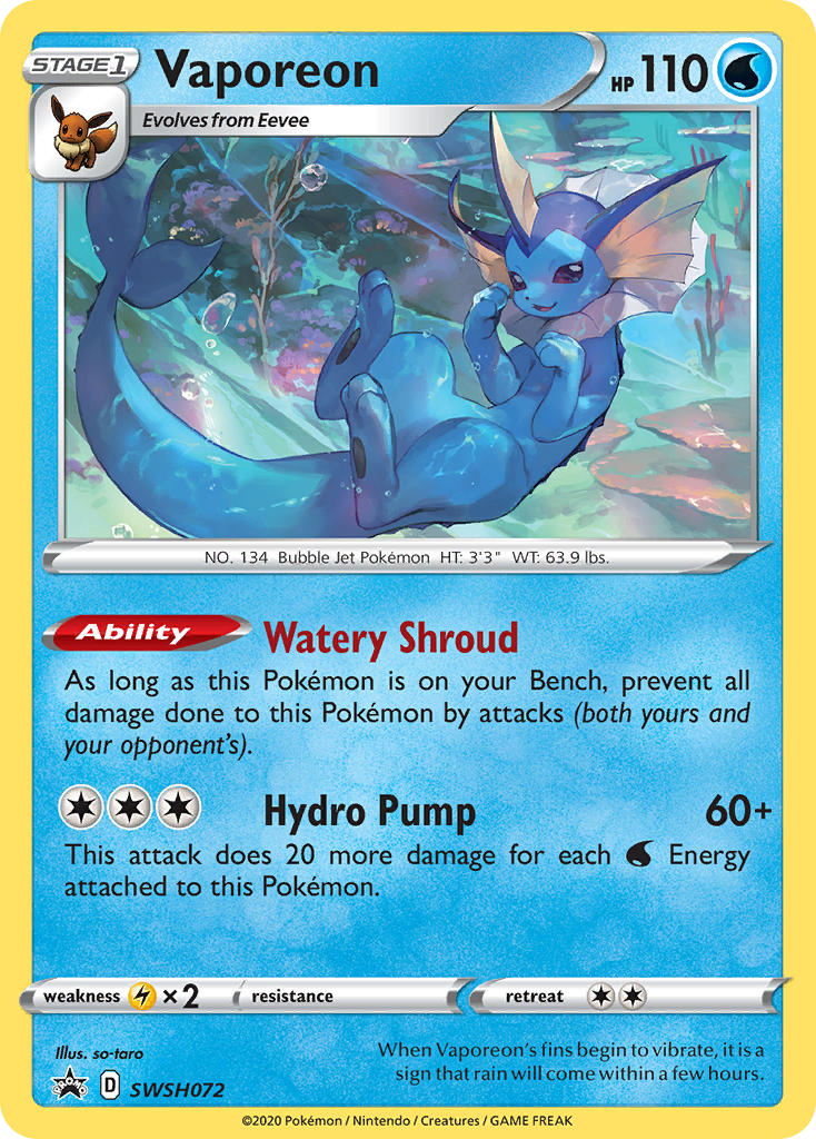 Vaporeon SWSH072 SWSH Black Star Promos